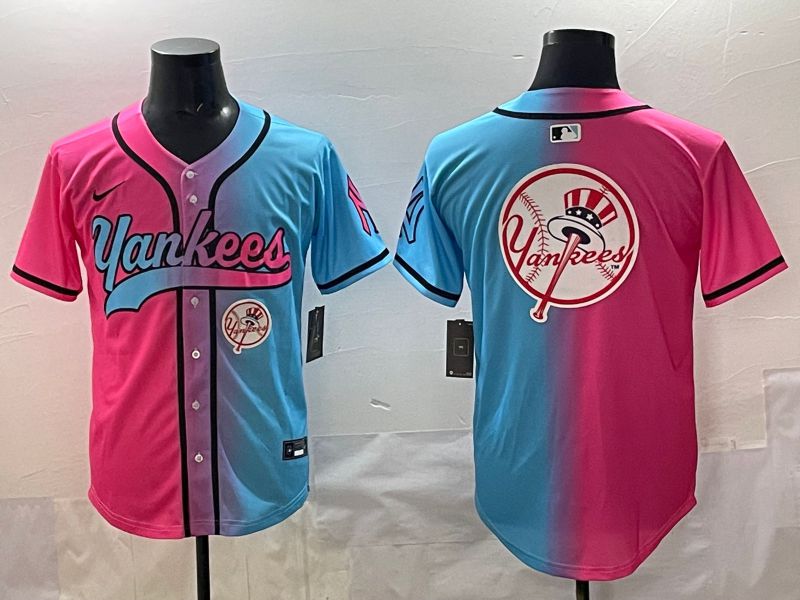 Men 2025 New York Yankees Blank Blue pink Game Nike MLB Jersey style 0030->new york yankees->MLB Jersey
